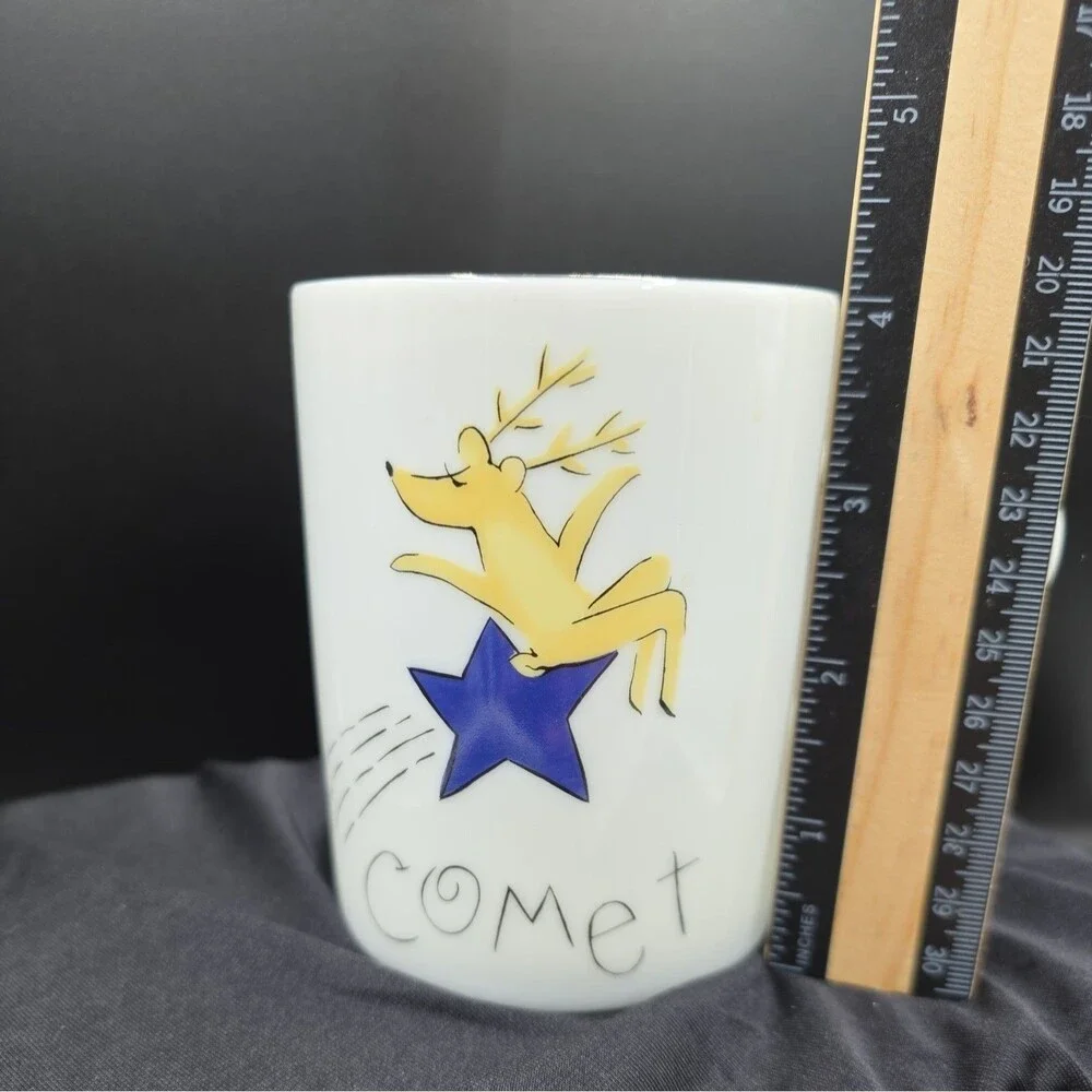 Pottery Barn Cupid Reindeer Coffee Mug 12 Oz Cup White Christmas Holiday Japan